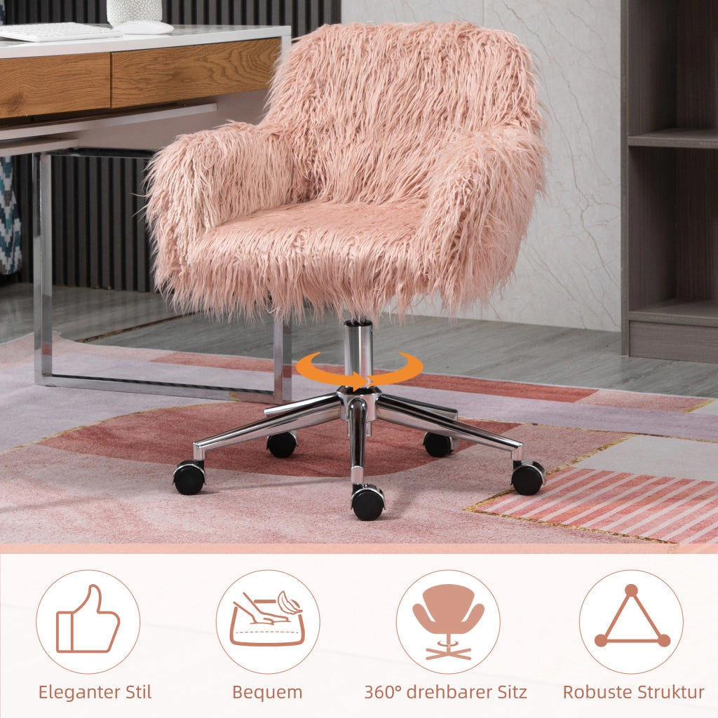Sedia da Ufficio Girevole Altezza Regolabile ¨C Xylo ¨C Ecopelle Rosa Gambe Metallo Argento 57x60x75-85cm