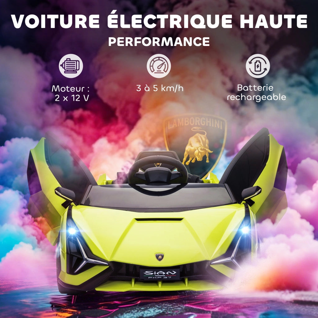 Auto elettrica Lamborghini Sian per Bambini ¨C zephmum ¨C Verde, Telecomando 2.4G