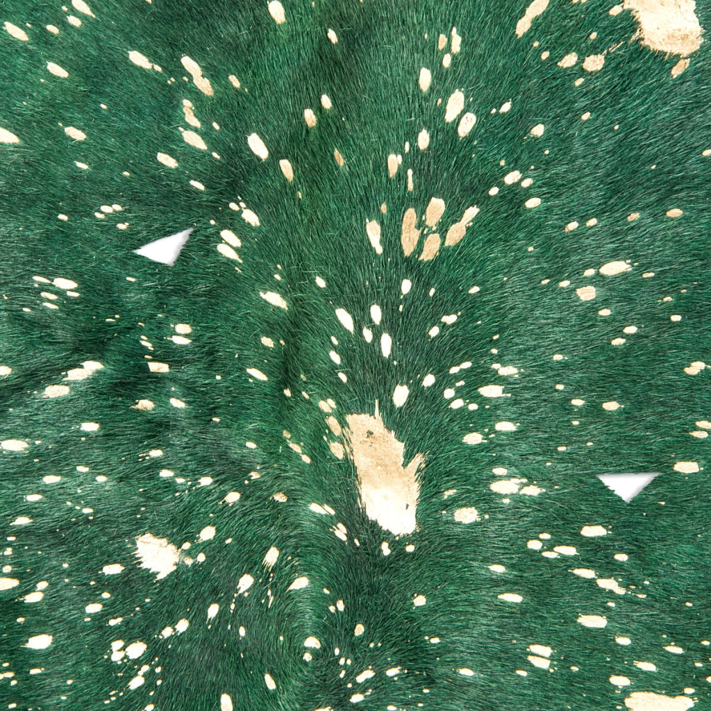 Tappeto in pelle Fly 100 verde bottiglia e oro