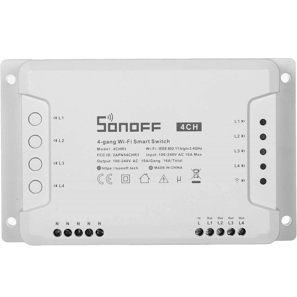 Trade Shop - Interruttore Intelligente Sonoff 4chr3 Wi-fi Smart Switch A 4 Canali Alexa Google -