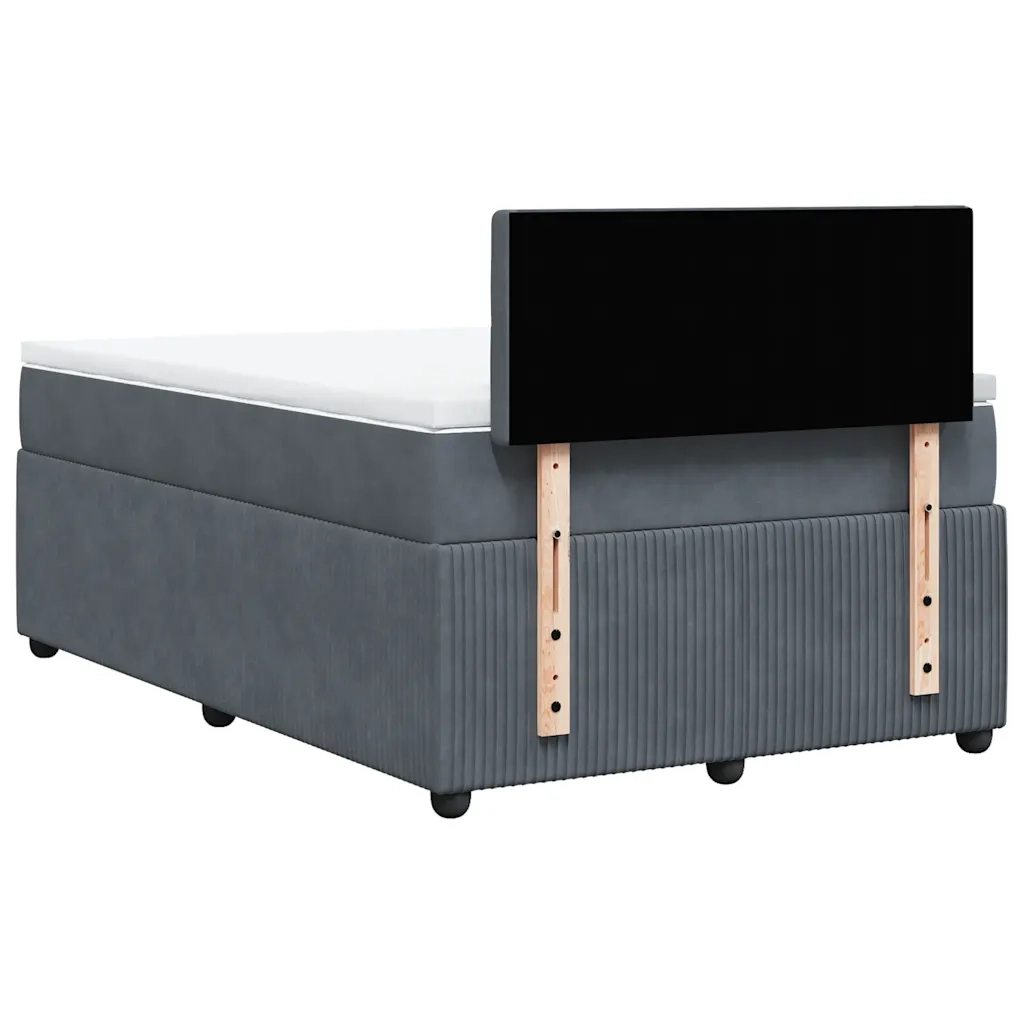 Giroletto a Molle con Materasso Grigio Scuro 120x200 cm Velluto