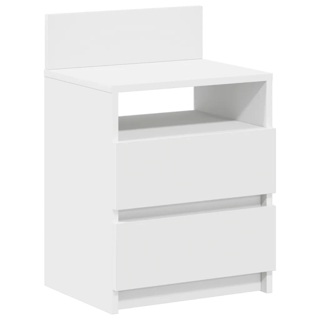 Comodini 2 pz con 2 Cassetti-Set di 2 Tavolino da notte Bianchi 40x33x60 cm