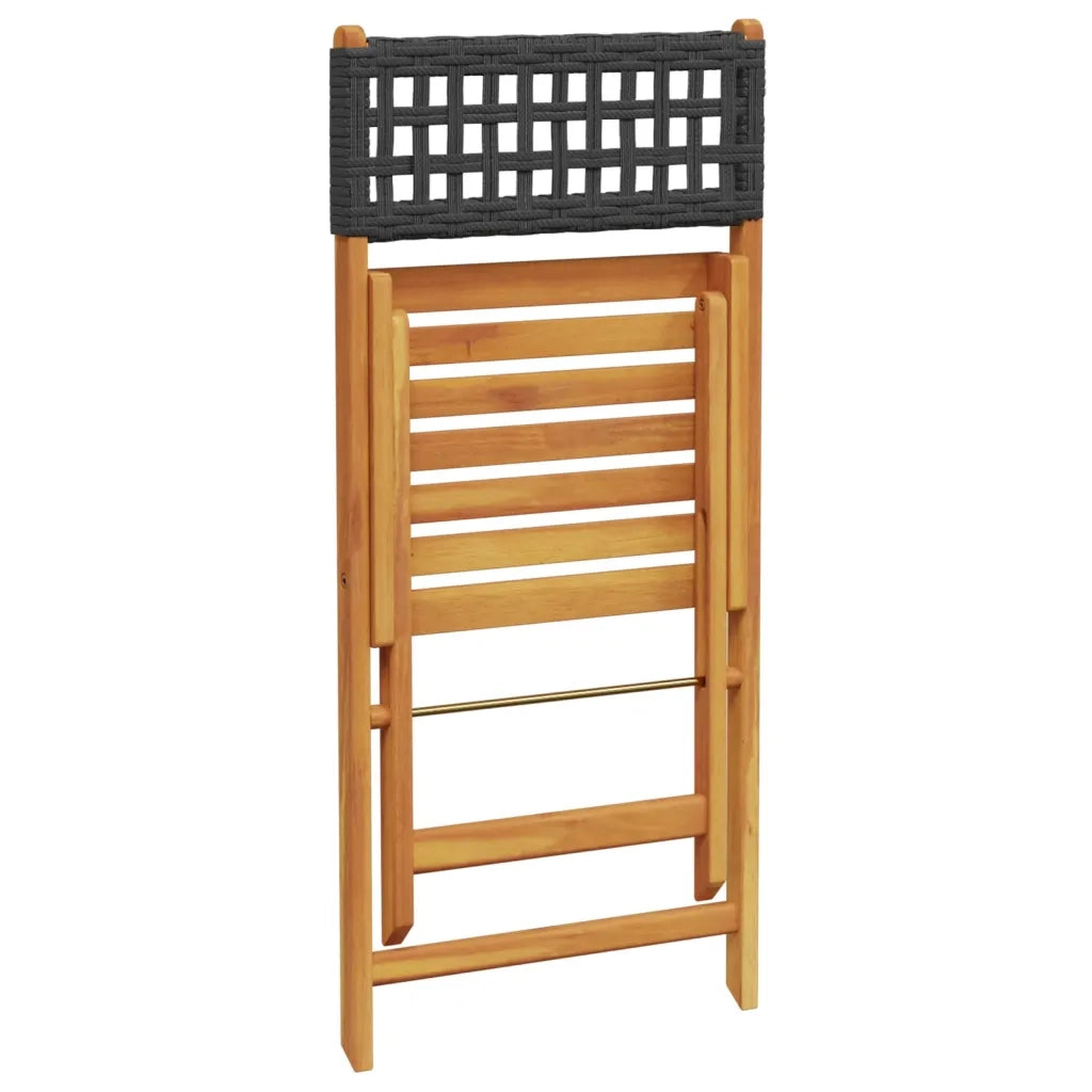 Set da Bistrot 3 pz | Set Salotto da Giardino Nero in Polyrattan e Legno Massello