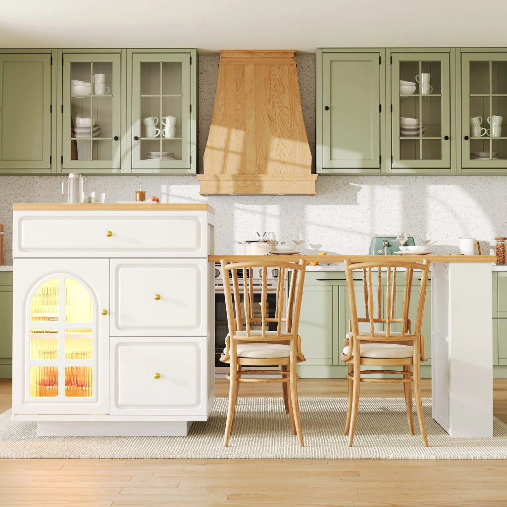 ISOLA CUCINA ESTENSIBILE 122,5-195,5x59x93,5 cm MDF BIANCO con LED RGB