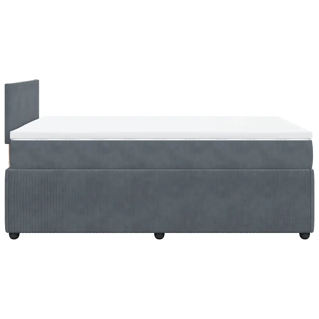 Giroletto a Molle con Materasso Grigio Scuro 120x200 cm Velluto