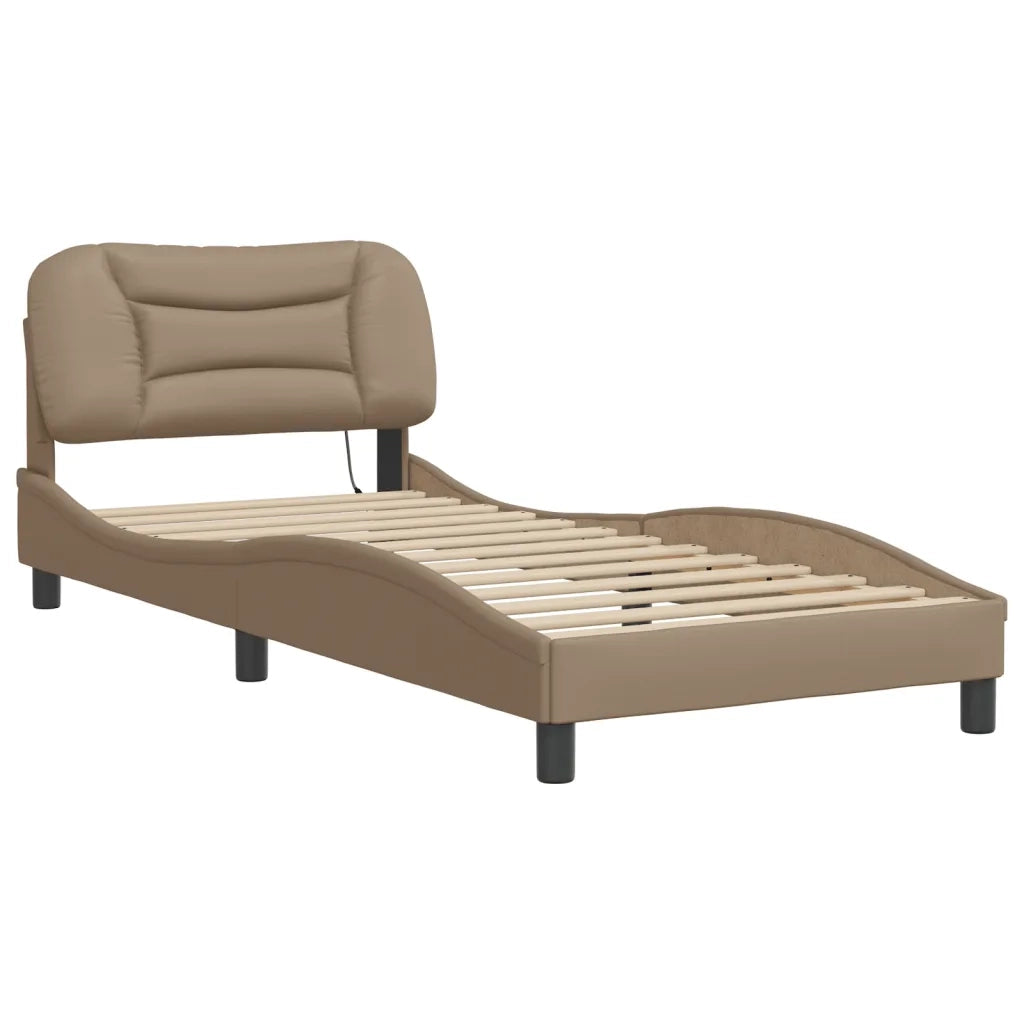 Giroletto con LED senza Materasso-Struttura Letto Hvar Cappuccino 80x200 cm
