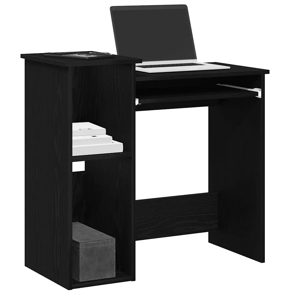 Scrivania | Tavolo da Ufficio con Mensole Nera 84x40x78 cm in Legno Multistrato