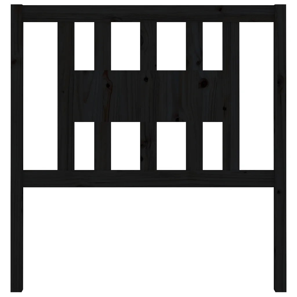 Testiera per Letto Nera 106x4x100 cm in Legno Massello di Pino