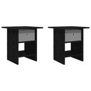 Set di 2 Comodini | Armadio da Notte | Mobiletto da notte Rovere Nero 41 x 40 x 45 cm Legno multistrato