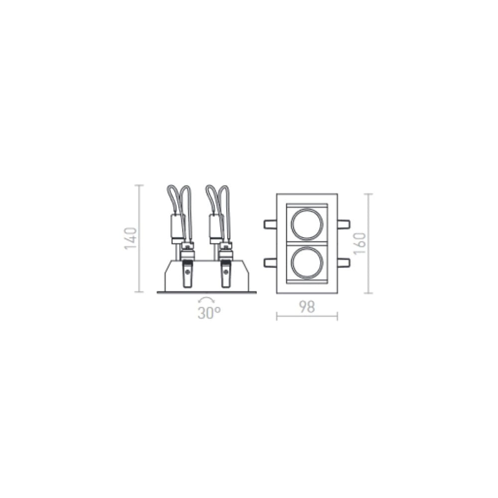 Faretto da incasso MONE II reclinabile grigio argento 12V GU5,3 2x50W