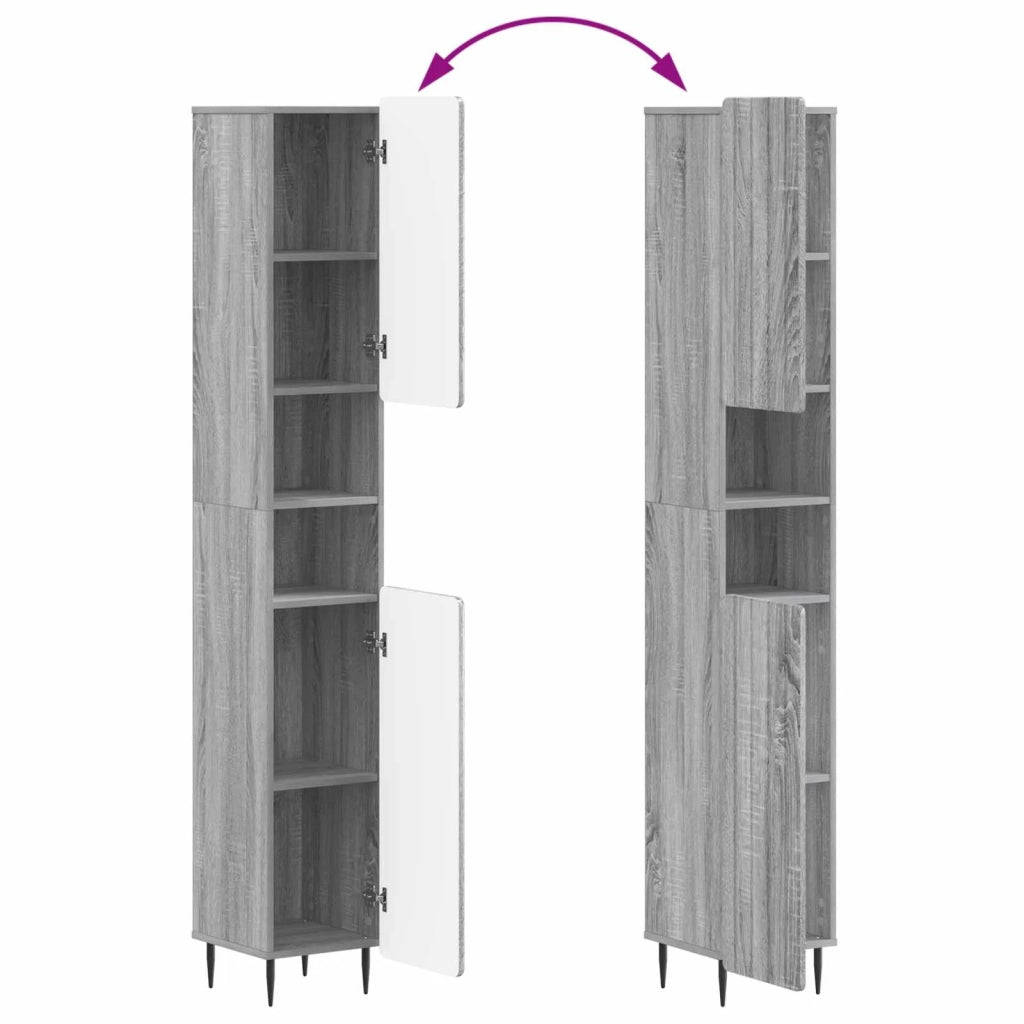 Set di Armadi da Bagno da 2 Pezzi ZWOLLE Sonoma grigio 3417519