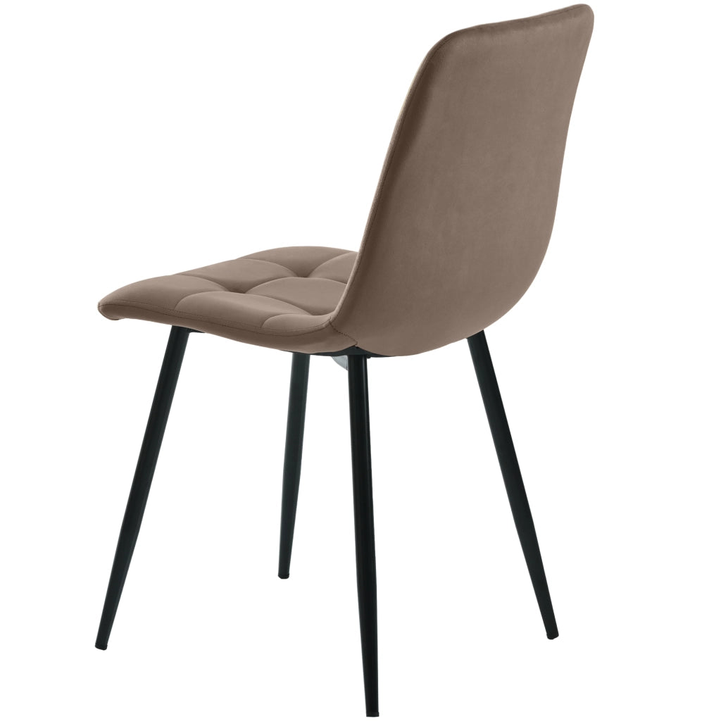 Sedia da pranzo Set 4 con Schienale imbottito in Velluto e Gambe in Metallo per Cucina Marrone