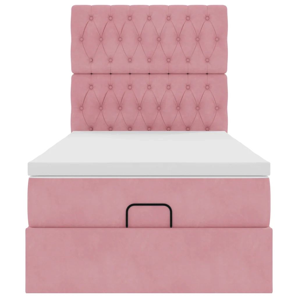 Struttura Letto Pouf con Materassi Rosa 100x200 cm Velluto 3313528