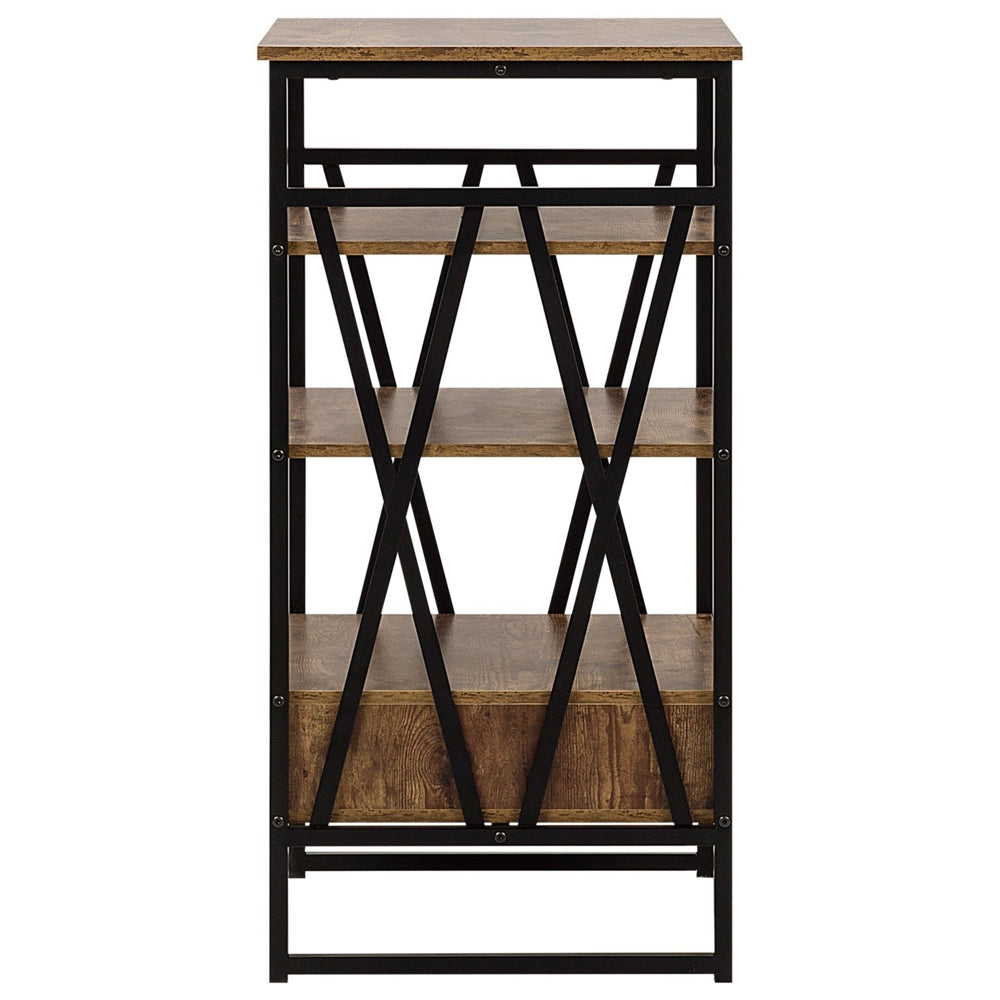 Consolle Mobile TV Legno Scuro e Metallo 3 Ripiani 1 Cassetto Home Office Mobili Stile Moderno