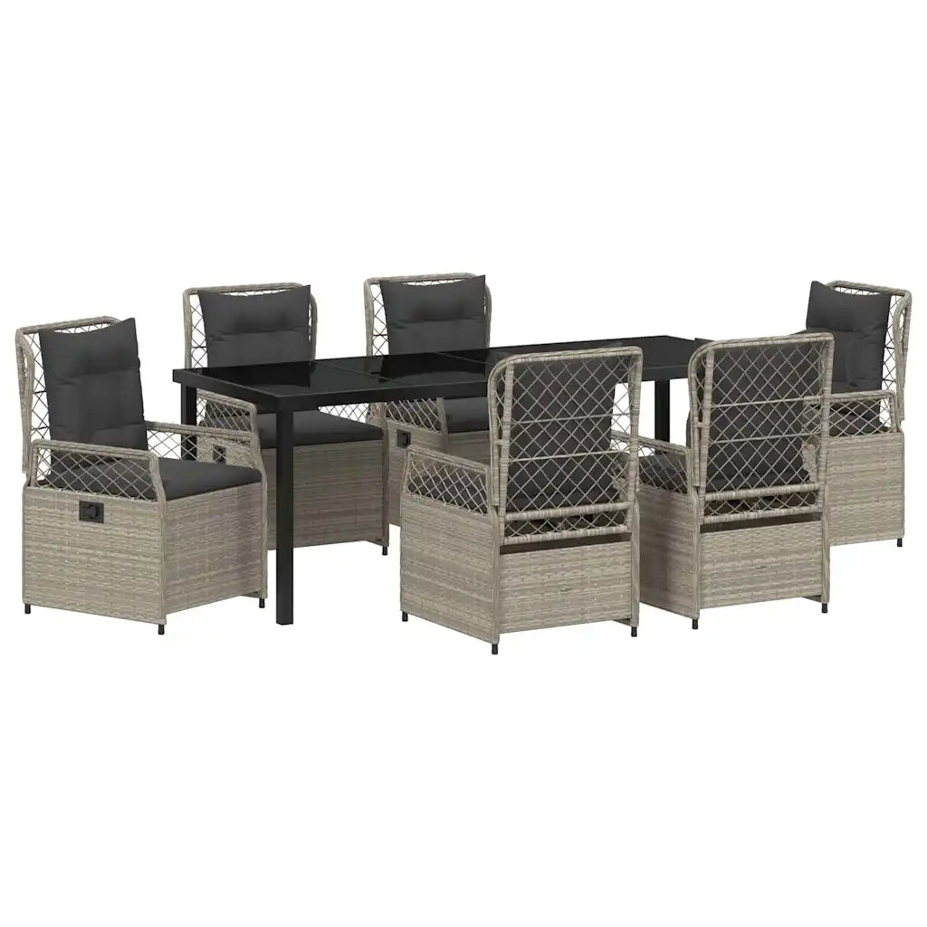 Set da Pranzo per Giardino 7 pcs Grigio chiaro polyrattan 3381021