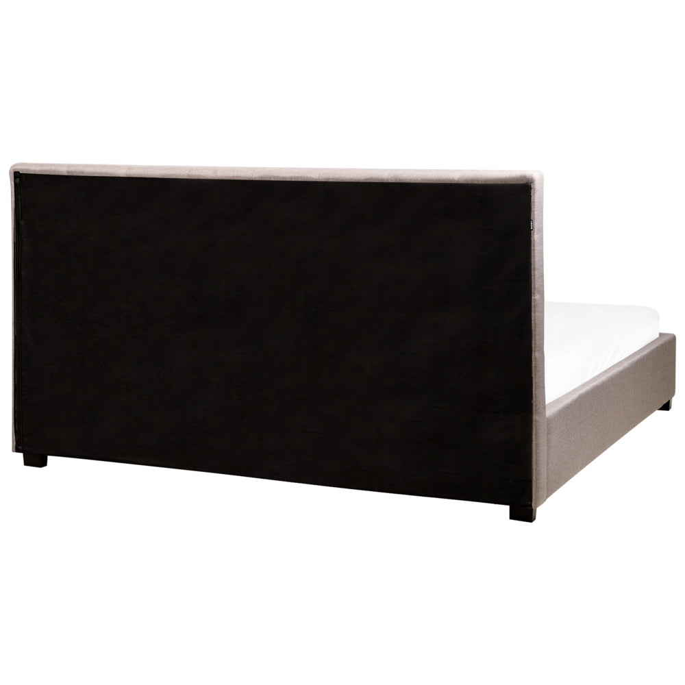 Letto contenitore matrimoniale imbottito grigio chiaro con rete a doghe e cassetti 180 x 200 cm
