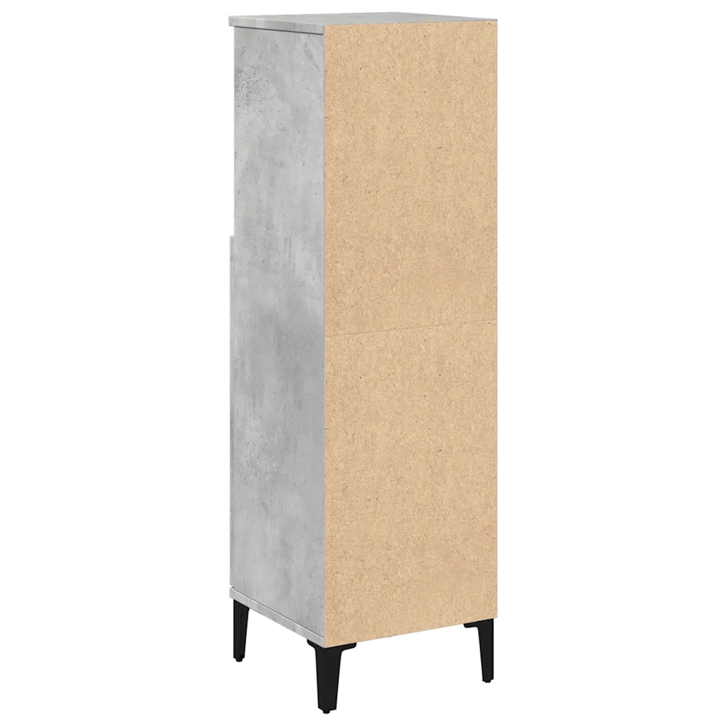 Armadietto da Bagno Grigio Cemento 30x30x100 cm in Truciolato
