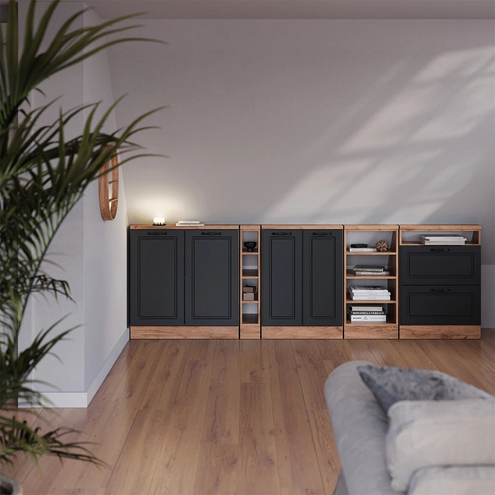 Set di mobili sottotetto Rion Antracite rustico/Rovere dorato Set di 2 Vicco