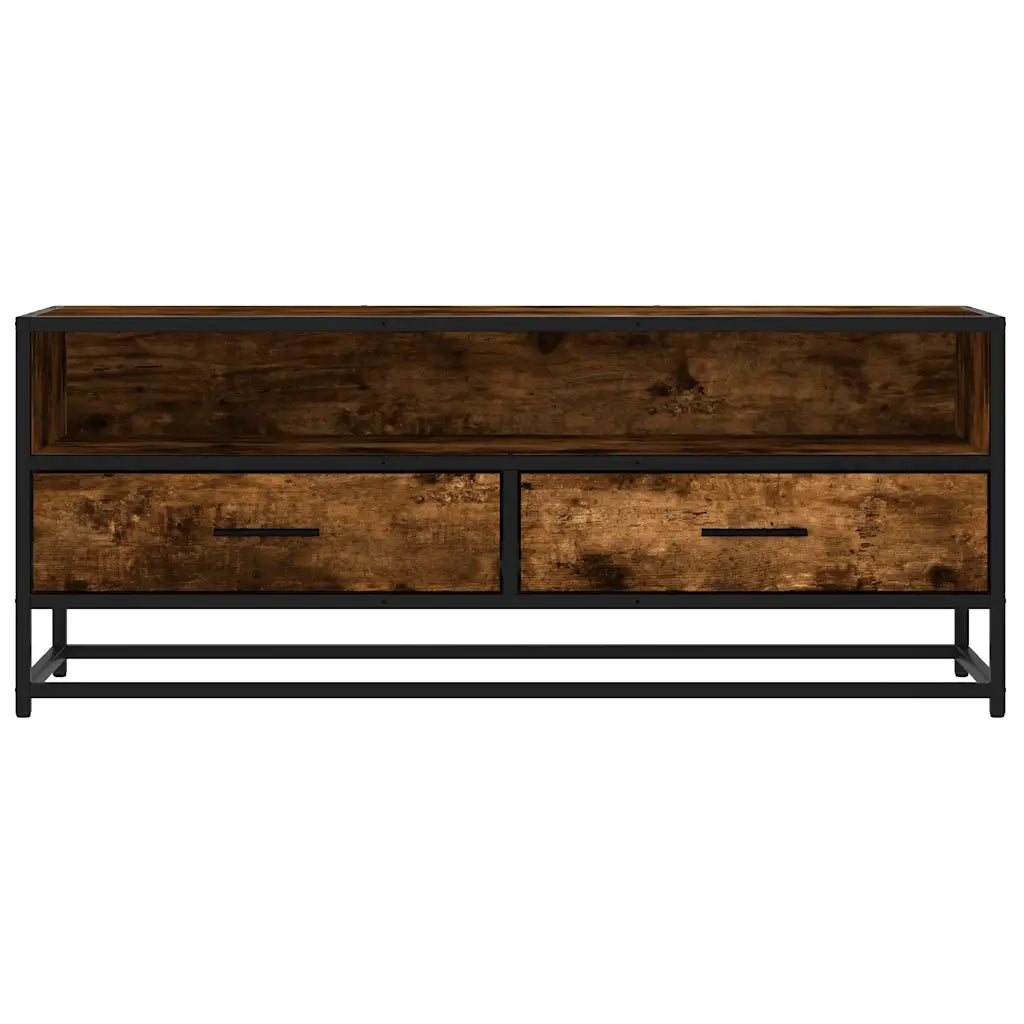 Mobile TV Rovere Fumo 100x34,5x40cm Legno Multistrato e Metallo