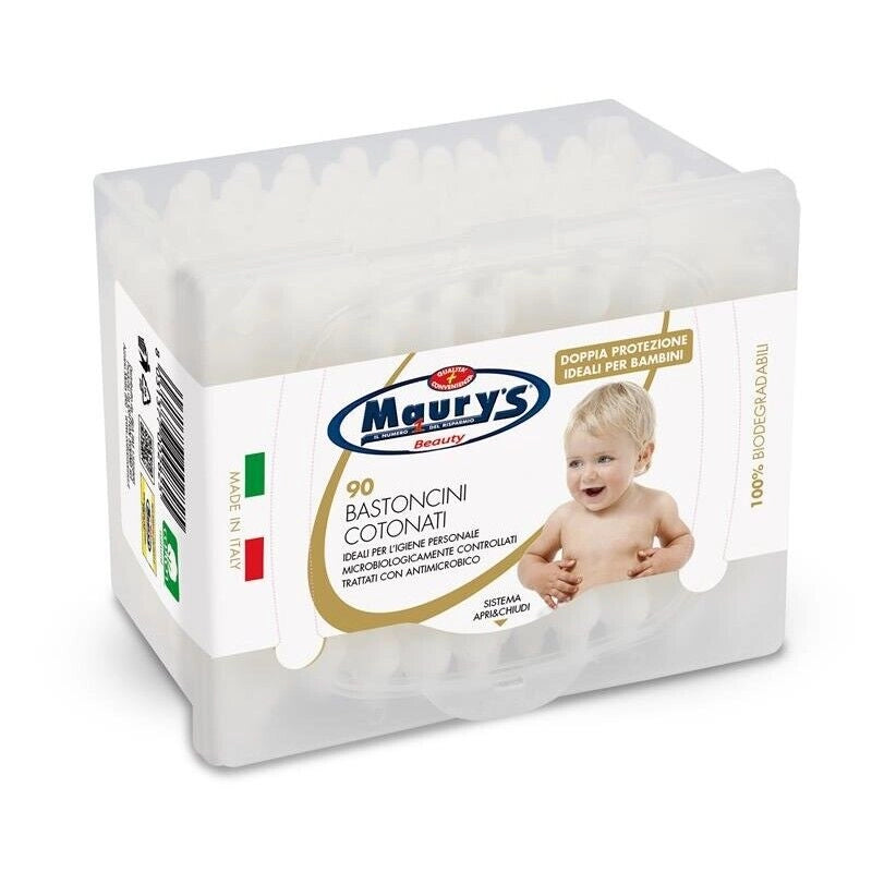 MAURY'S COTTON FIOC BASTONCINI COTONATI PER BAMBINI E NEONATI 90 PZ BIANCHI