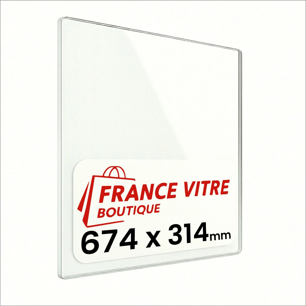 674 x 314 x 4 mm - Vetro per stufa a legna - vetro camino di ricambio - vetro per caminetto resistente al fuoco - France Vitre