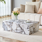 Tavolino da Caff¨¨ Rettangolare ¨C MINIMAL ¨C Bianco Effetto Marmo, MDF, 90x50x30 cm