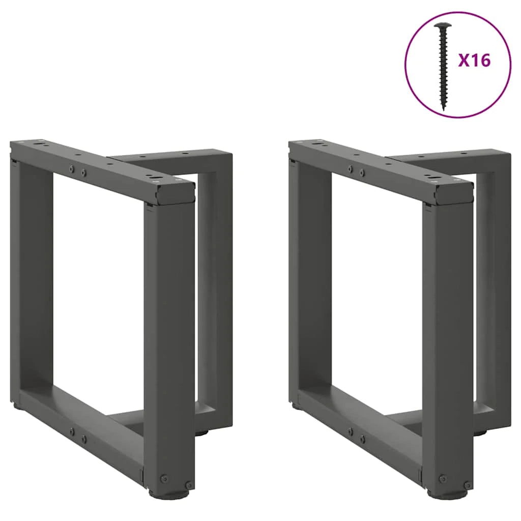 Set di 2 gambe regolabili a forma di T per tavolino da caffè 50 x 25 x 43 cm design moderno acciaio antracite 02_0057300