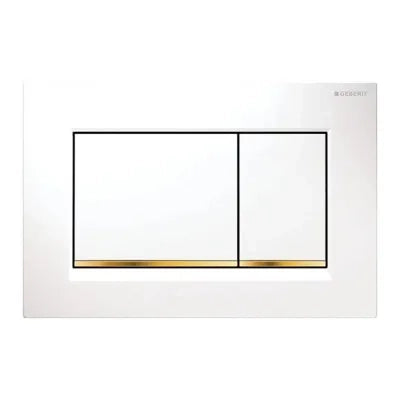 Geberit placca di comando Sigma 30 doppio tasto bianco e oro
