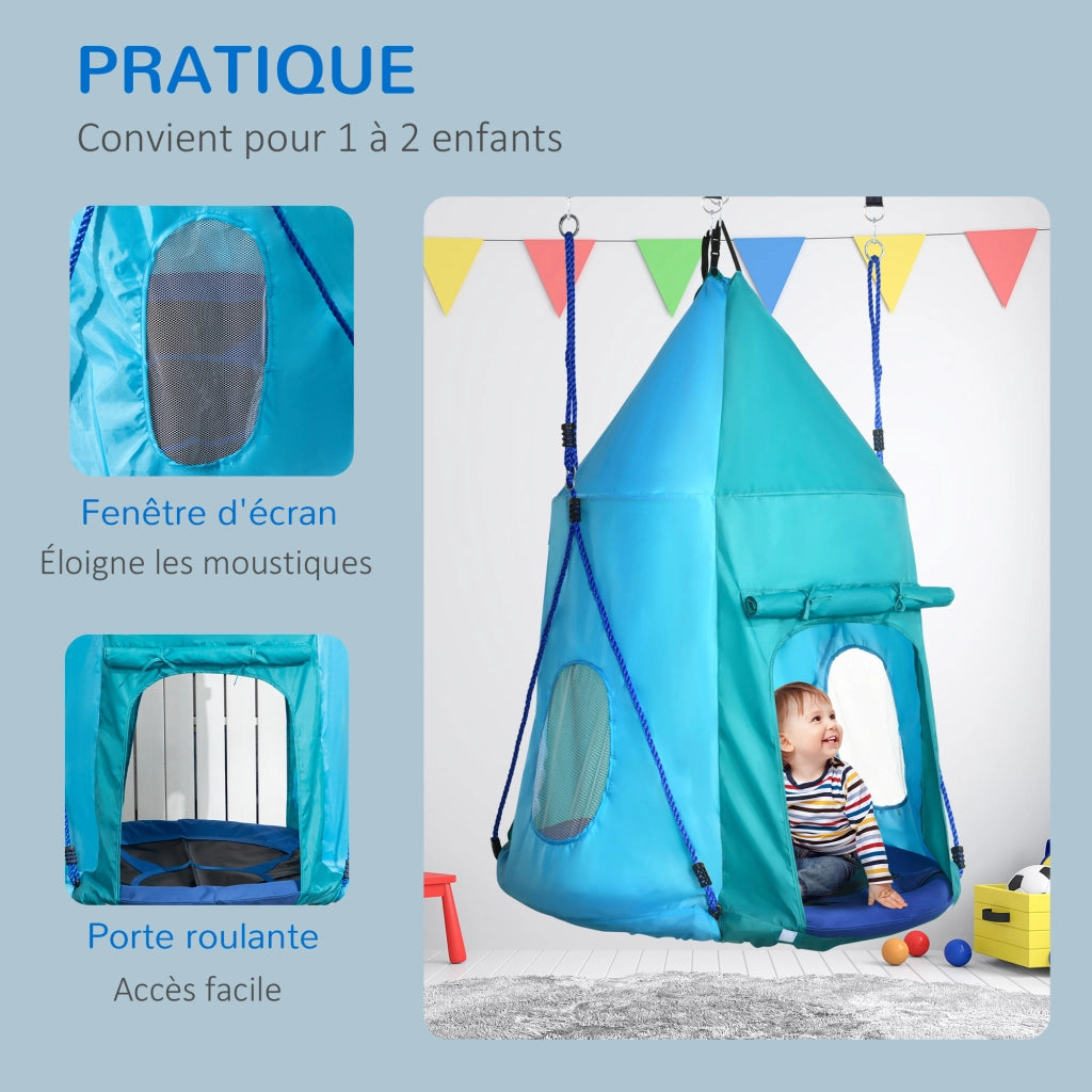 Altalena Nido d'Uccello con Tenda ¨C Zephmum ¨C Blu ?100cm 120-180cm
