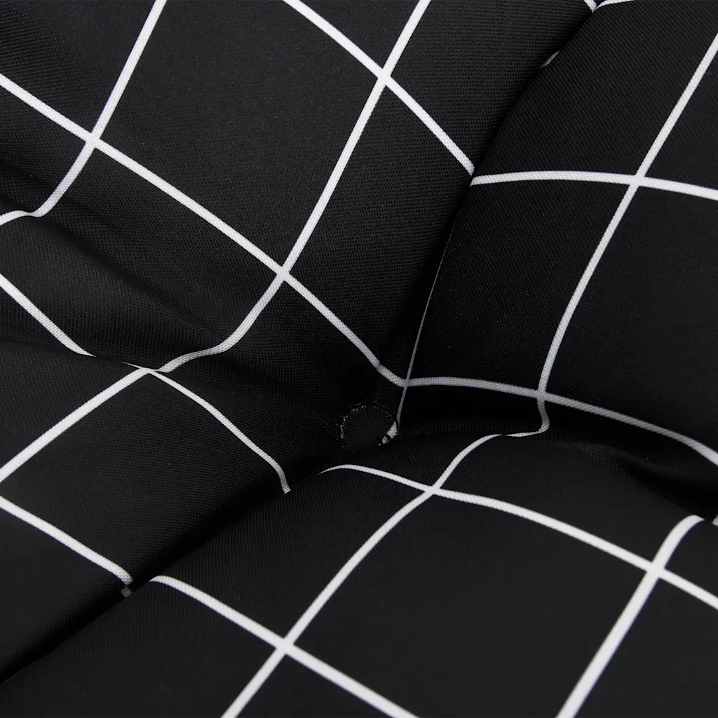 Cuscino Rotondo Nero Motivo a Quadri ? 100x11 cm Tessuto Oxford