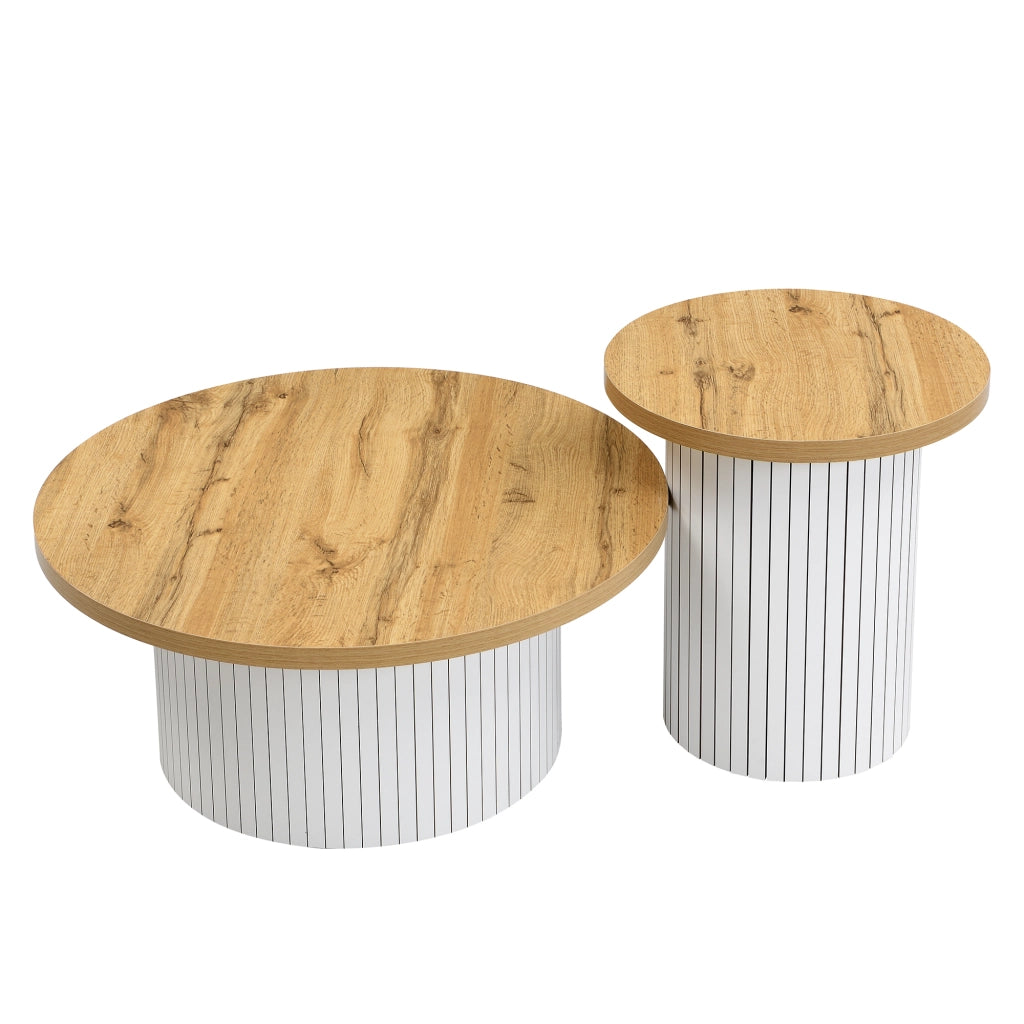 Tavolino da Caff¨¨ Rotondo in Legno Naturale per Soggiorno ¨C Xylo ¨C Multifunzionale