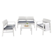 Salottino Outdoor Agnelo, set Salotto da Esterno 4 Posti Made in Italy, Bianco