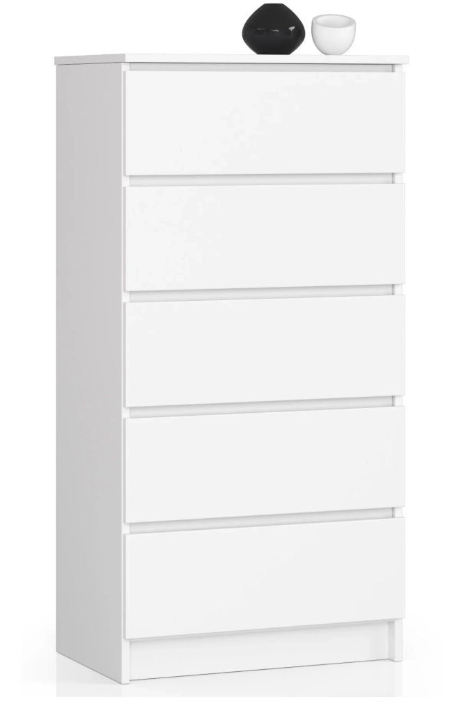 Cassettiera AKORD K60 Cassettiera Bianca 60 cm 5 cassetti 60x40x121 cm