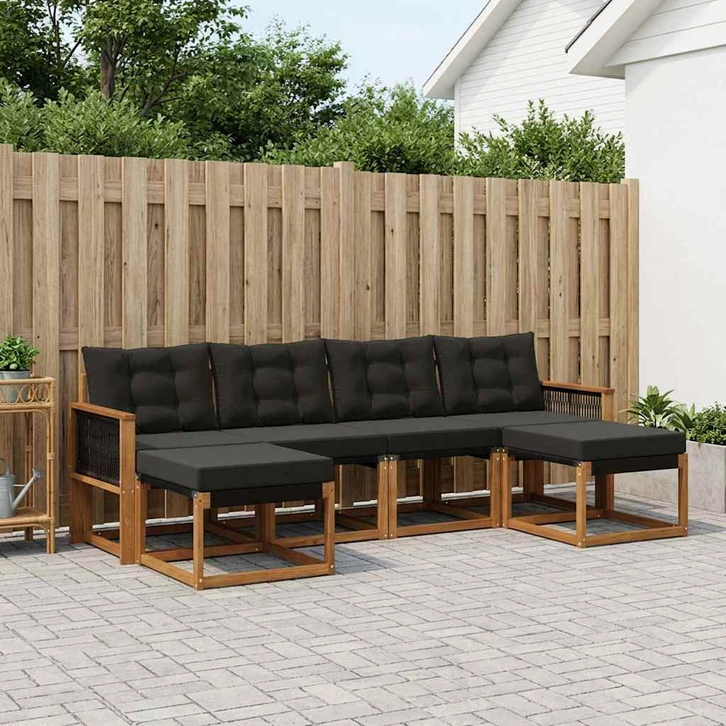 Set di divani da esterno 6 pz Naturale e Nero 3382128