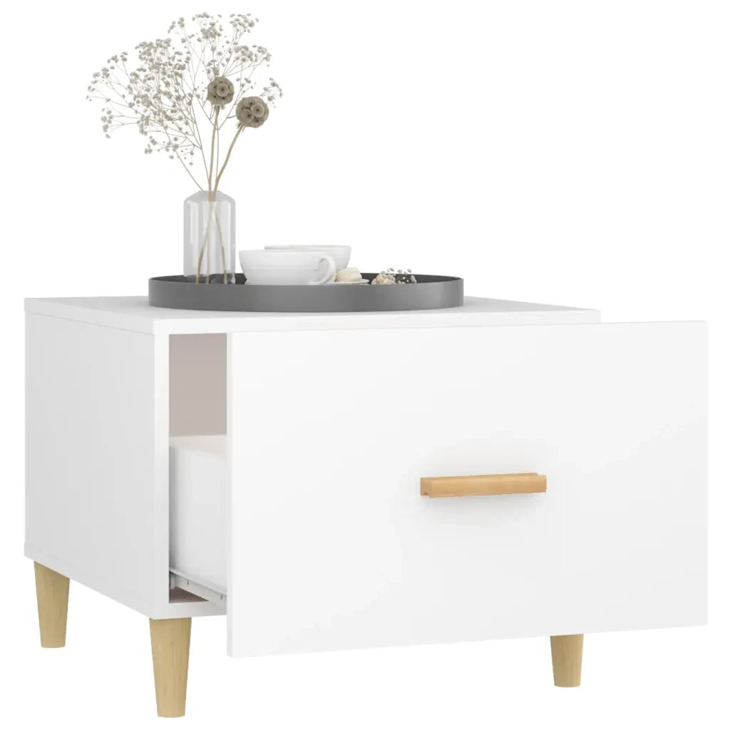 Tavolini da Salotto 2 pz Bianchi 50x50x40 cm Legno Multistrato