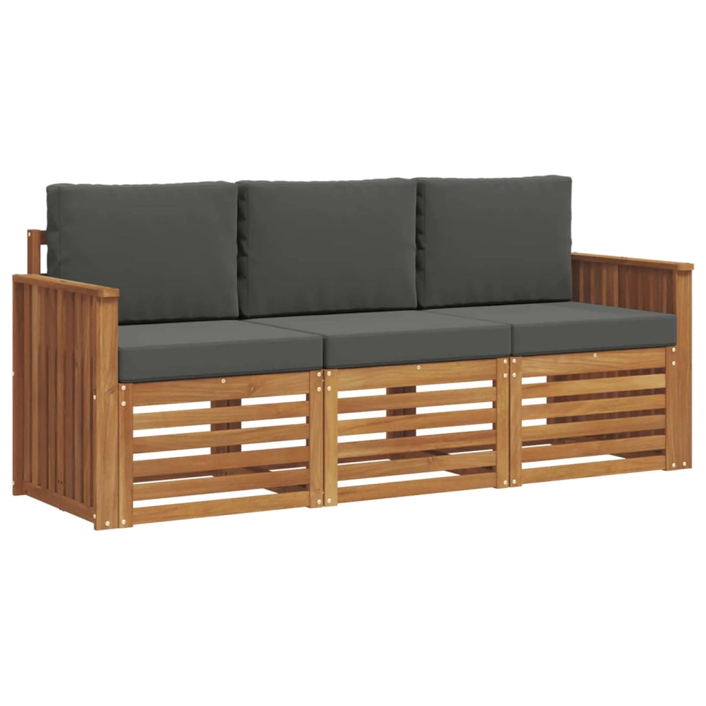 Set divani 3 pcs Naturale e Antracite Legno di Acacia Massello 3374287