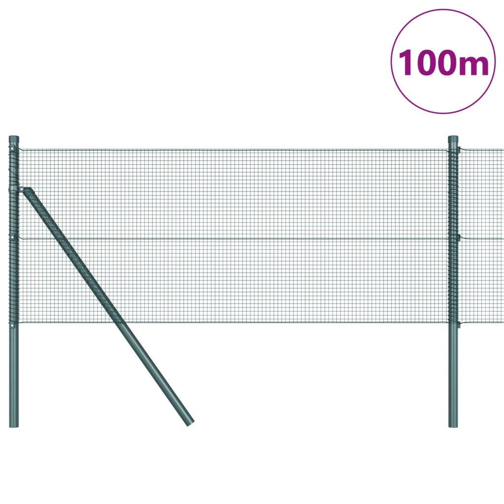 Recinzione in Rete Saldato con 13 Post Verde 0.5x100 m Acciaio