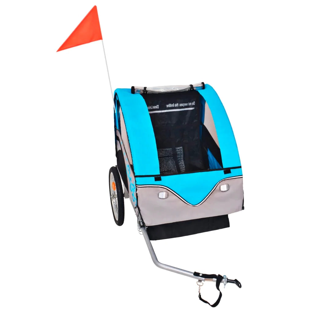 Rimorchio per bicicletta per bambini grigio e blu 30 kg 02_0004488