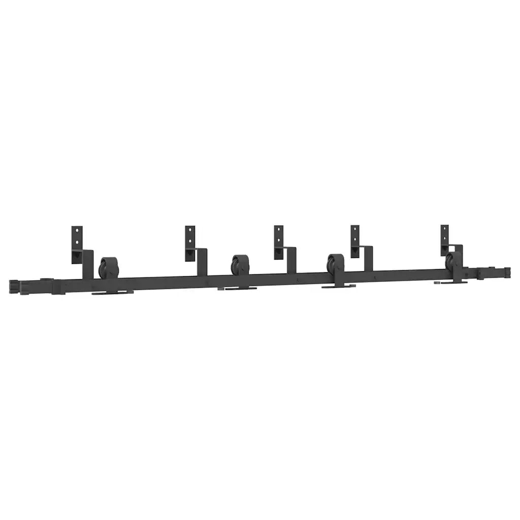 Kit di Binari per Porte Scorrevoli 213,5 cm Acciaio Nero 3295732
