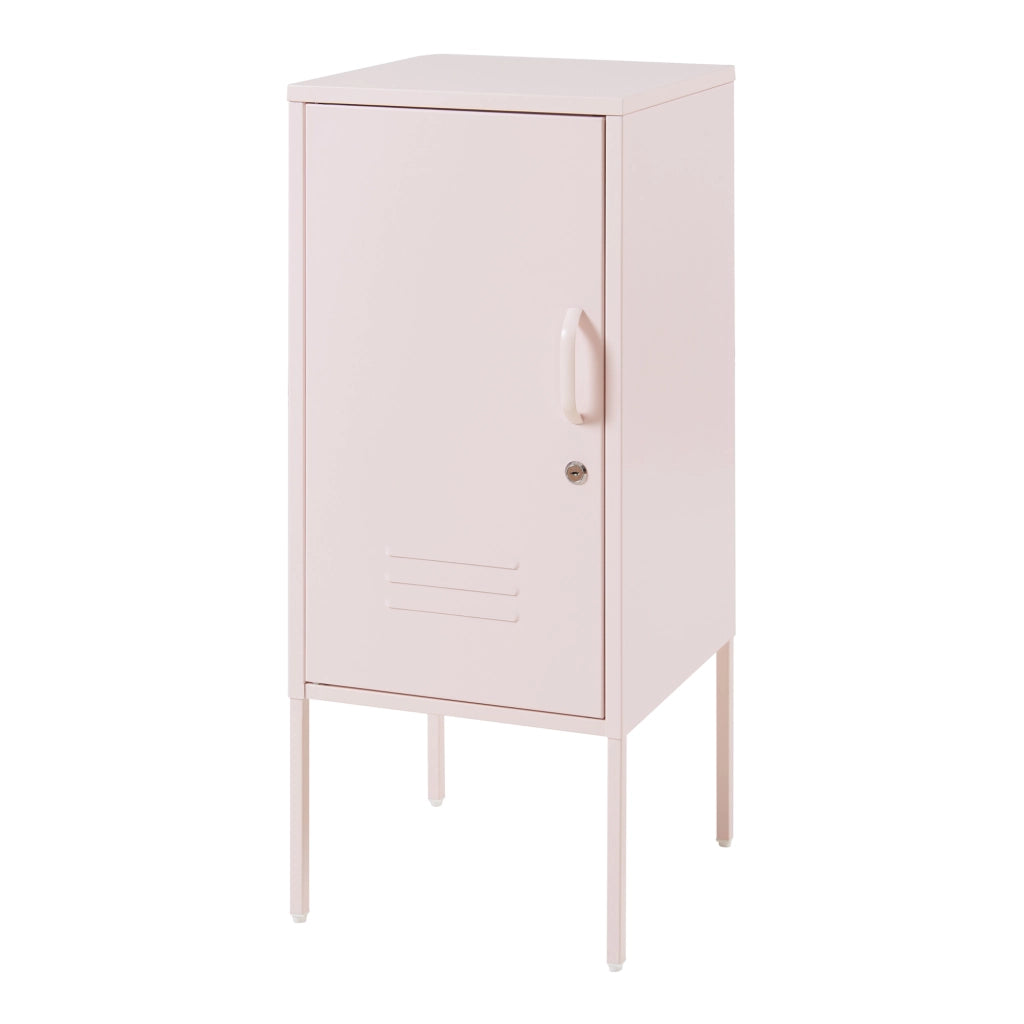 Armadietto Hausjärvi Comodino in Acciaio con Serratura - Rosa [en.casa]