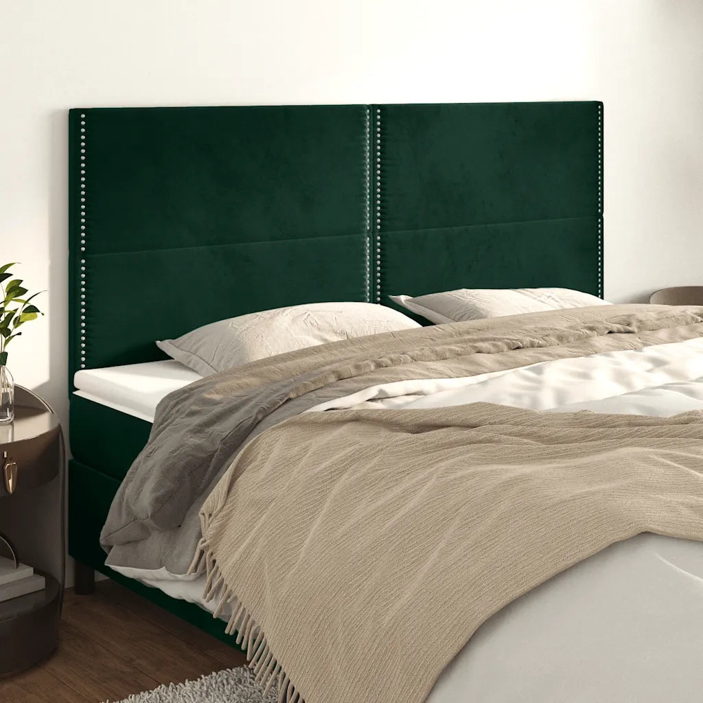 Testiera-Testata-Testiera Decorativa Verde Scuro 200x5x118/128 cm Velluto 953255