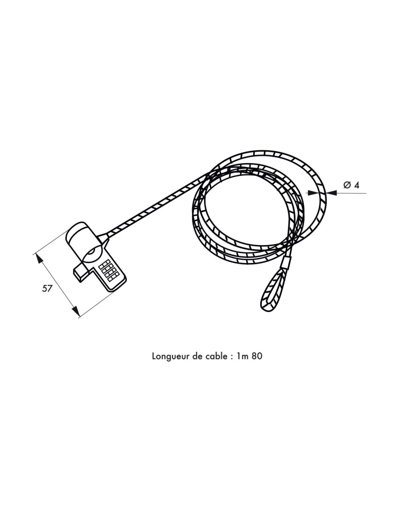 Cavo antitaccheggio per computer portatile, 1,80 m, combinazione – THIRARD