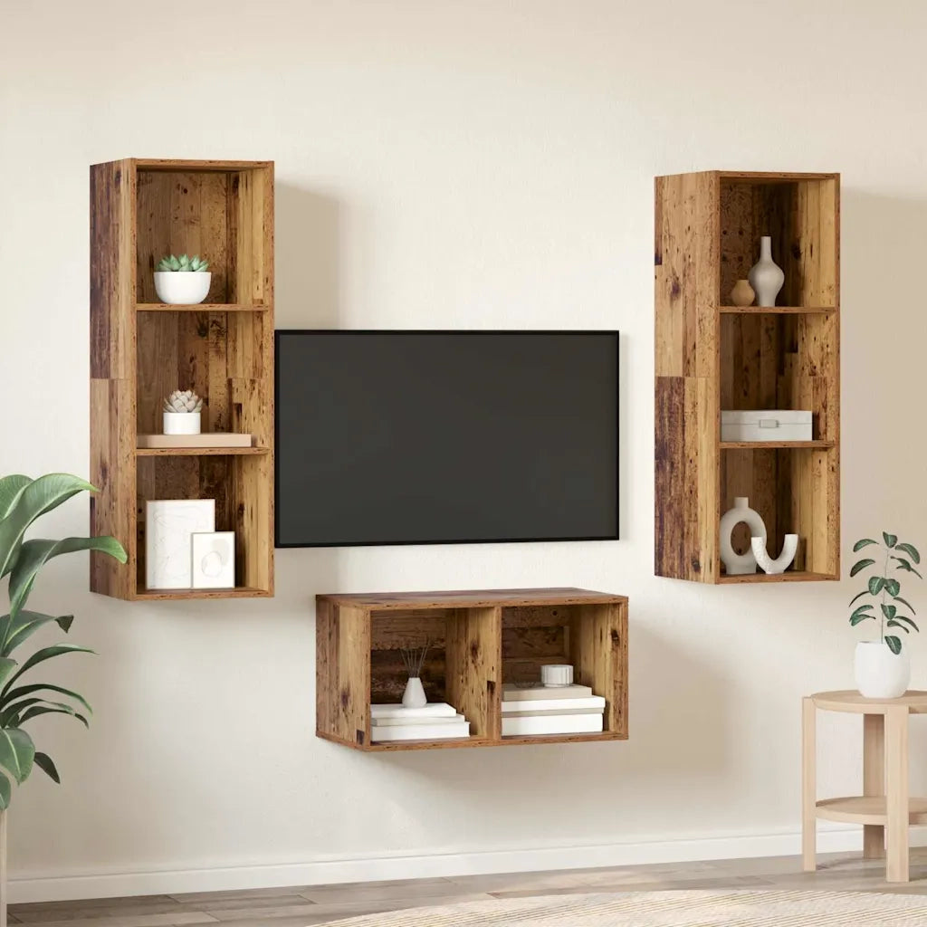 Set mobile TV | Armadietto TV | Mobile Porta TV Legno vecchio 37 x 37 x 107 cm Legno multistrato