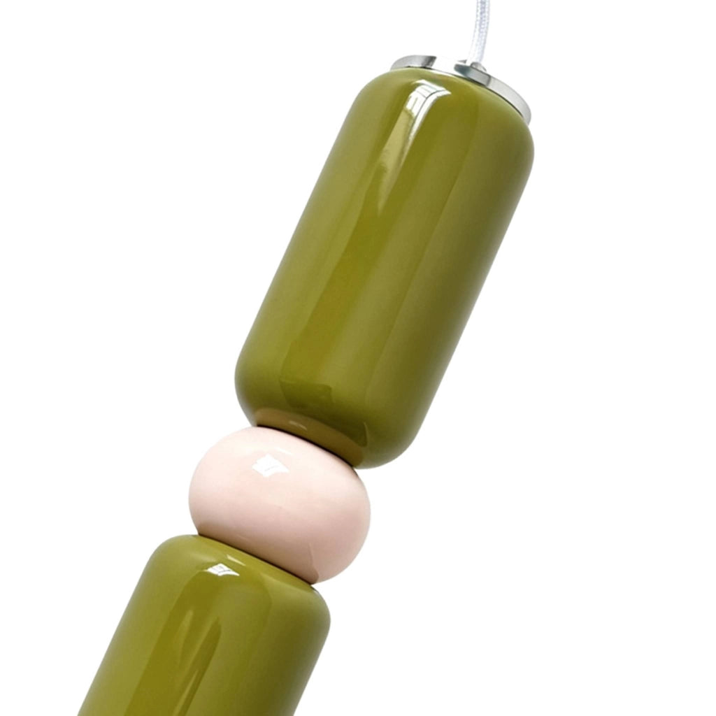 Sospensione interna in ceramica e vetro, ø8cm, verde kaki