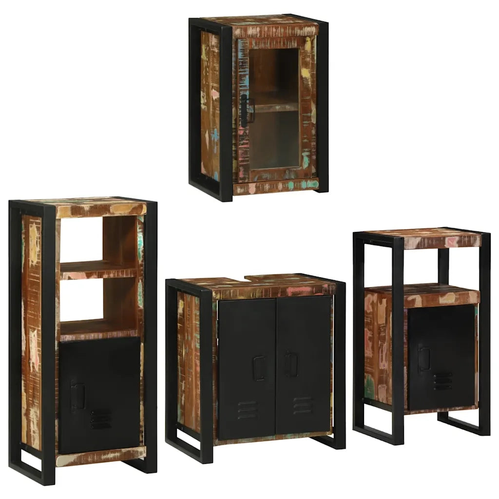Set di mobili per il bagno 4 pcs Legno massello riciclato