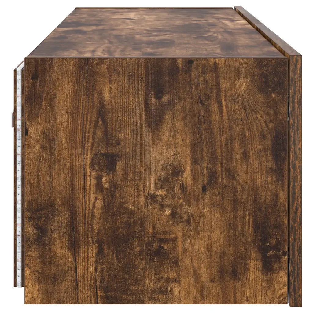 Mobile TV a Parete | Armadietto TV | Mobile Porta TV con Luci LED Rovere Fumo 100x35x31 cm