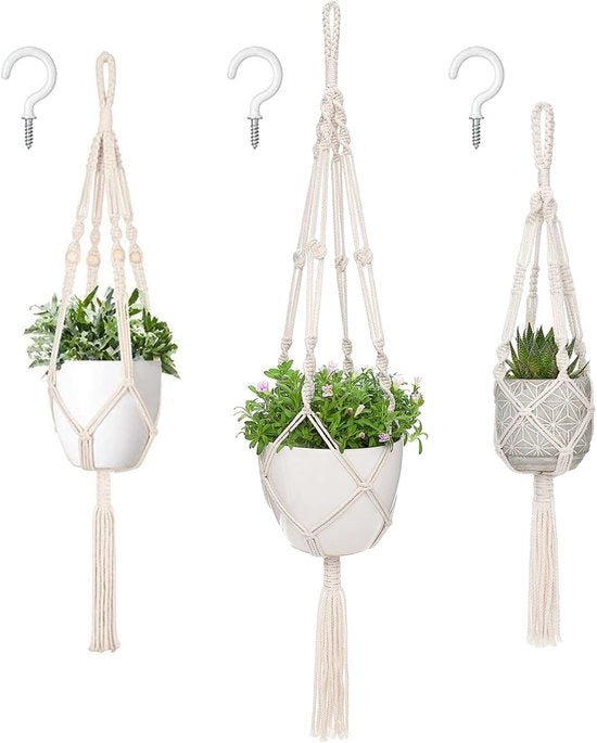 Hanger a Macramè - 3 Dimensioni diverse - Sostegno per piante - Indoor Outdoor - Porta vaso fiori - Decorazione casa boho