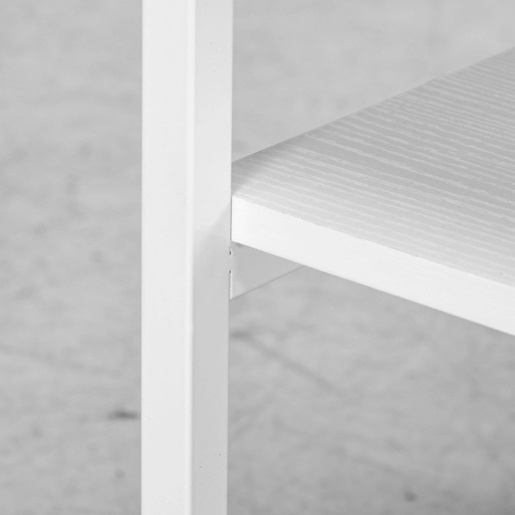 Carrello Porta Stampante a 3 Ripiani con 4 Ruote 50x50x52,5 cm Legno e Acciaio Bianco