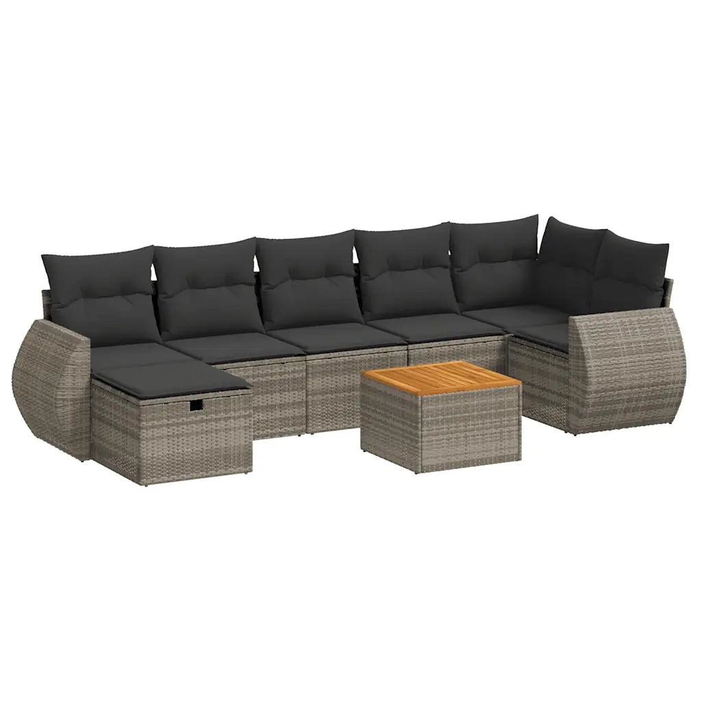 Set Divano da Giardino 8 pz con Cuscini Grigio in Polyrattancod mxl 89898