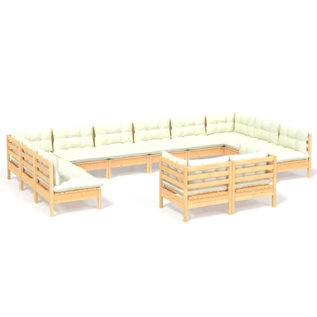 Set di mobili da giardino mobili da esterno 12 pezzi con cuscini color crema legno di pino massiccio 02_0015572